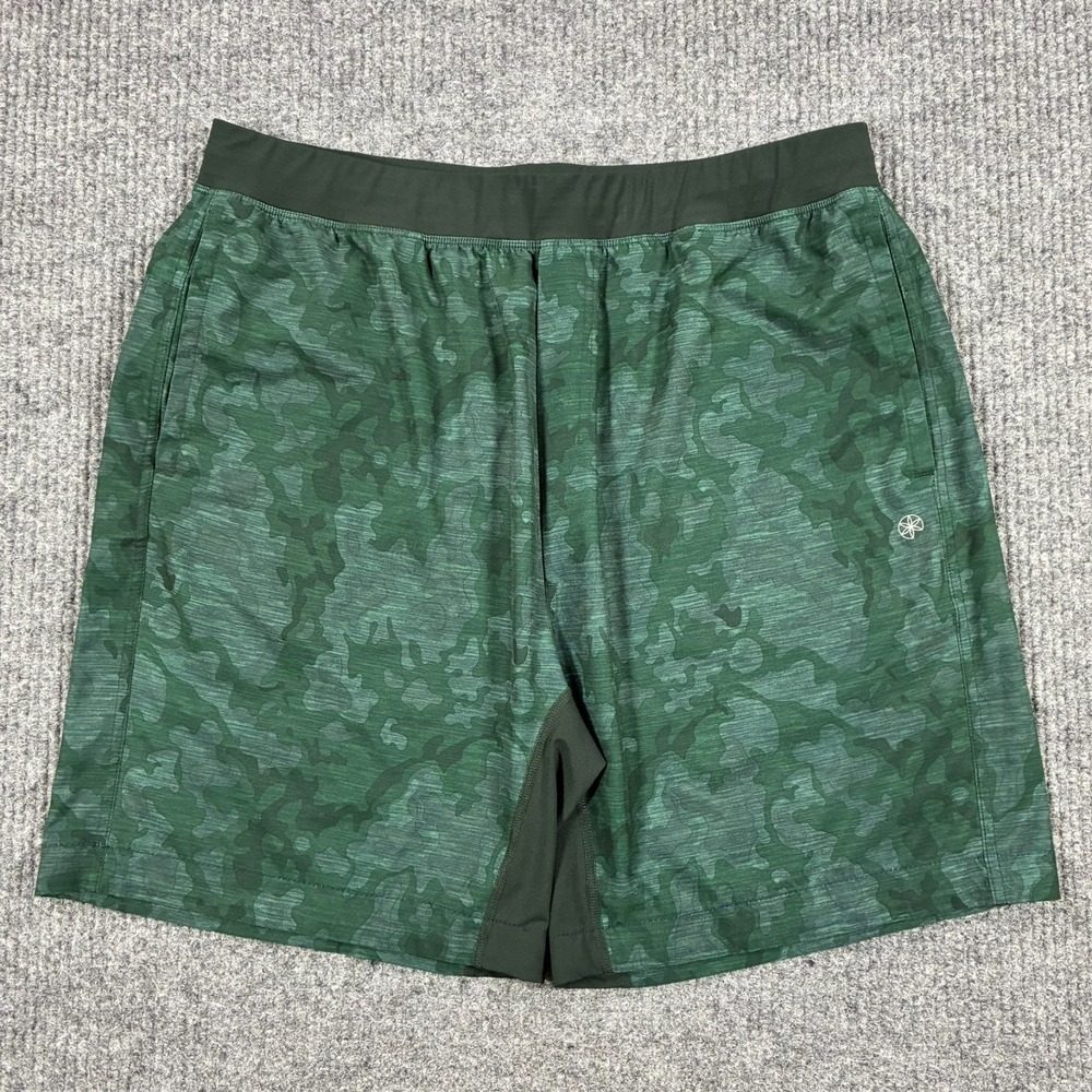 Gaiam Mens Athletic Shorts Size W35" Green Pull On Drawstring Activewear